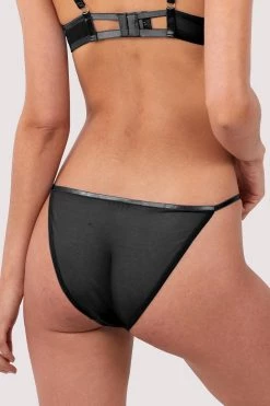 Wolf & Whistle Cora Black Mesh & Trim Cut Out Brief New In