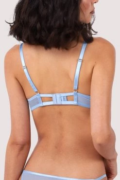 Wolf & Whistle Cora Blue Mesh And Trim Balconette Bra New In