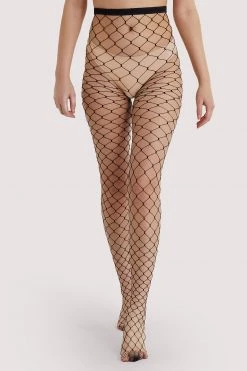 Bettie Page Lingerie Hosiery Fence Net Tights - Black US 4 - 18