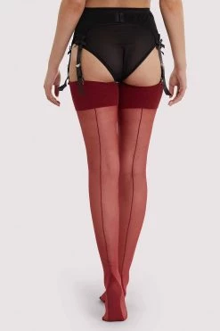 Playful Promises Hosiery Seamed Stockings Merlot US 4 - 18