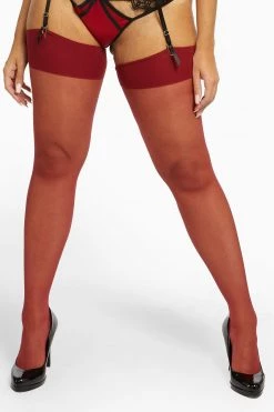 Playful Promises Hosiery Seamed Stockings Merlot US 4 - 18