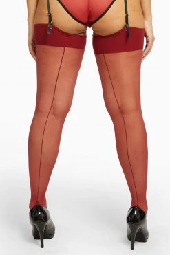 Playful Promises Hosiery Seamed Stockings Merlot US 4 - 18