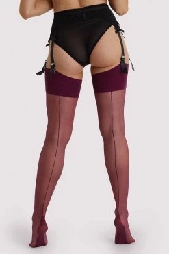 Playful Promises New In Accessories Grape Wine Seamed Stockings