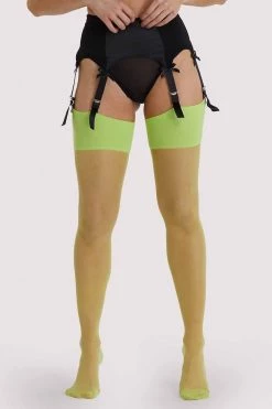 Playful Promises Hosiery Seamed Stockings Acid Lime US 4 - 18 Tall