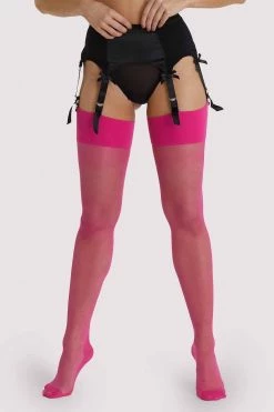 Playful Promises Seamed Stocking Pink Peacock US 4 - 18 Hosiery