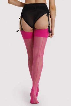 Playful Promises Pink Peacock Seamed Stockings