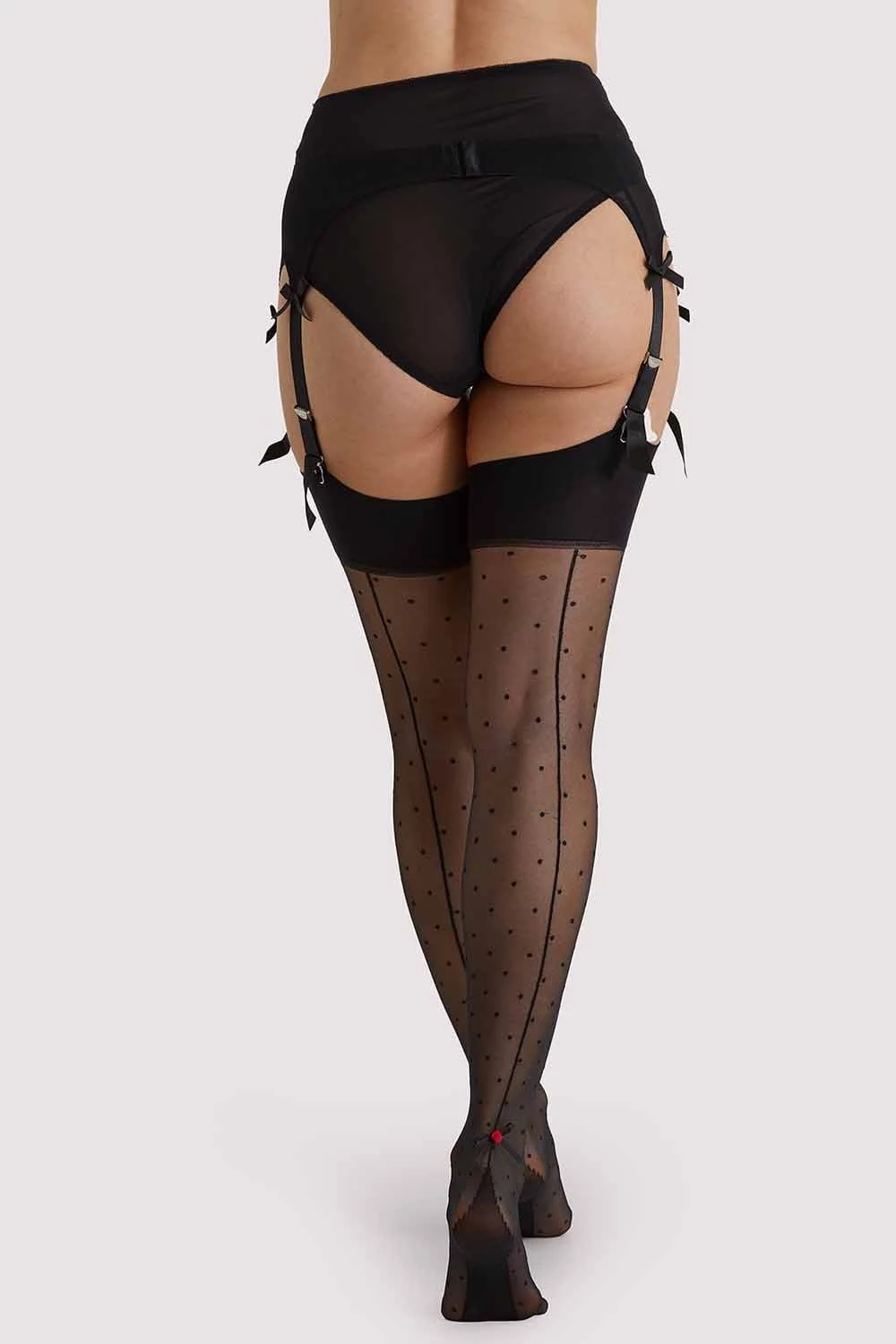Playful Promises Dotty Seamed Stockings With Bow Black US 4 - 18 Hosiery 1 Playful Promises Dotty Seamed Stockings With Bow Black US 4 - 18 Hosiery