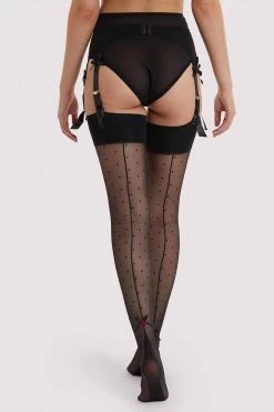 Playful Promises Dotty Seamed Stockings With Bow Black US 4 - 18 Hosiery 9 Playful Promises Dotty Seamed Stockings With Bow Black US 4 - 18 Hosiery