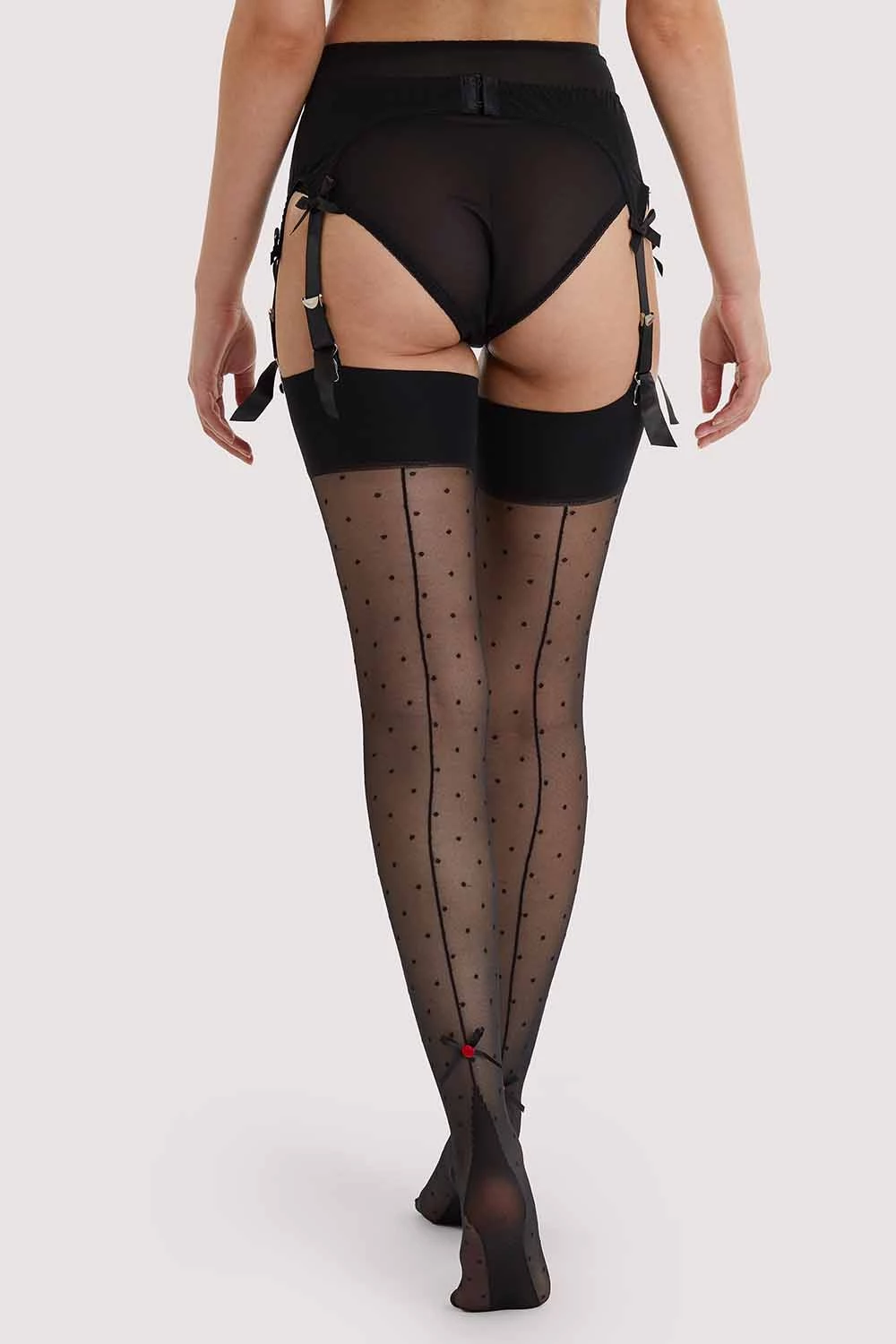Playful Promises Dotty Seamed Stockings With Bow Black US 4 - 18 Hosiery 5 Playful Promises Dotty Seamed Stockings With Bow Black US 4 - 18 Hosiery