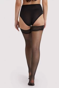 Playful Promises New In Accessories Sheer Hoop Hold Ups Black US 4 - 18