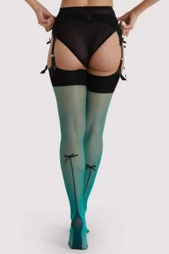 Playful Promises New In Accessories Bow Back Stockings Green US 4 - 18