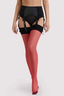 Playful Promises Bow Back Seamed Stockings Red US 4 - 18