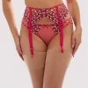 Playful Promises Cherry Embroidery Coral Suspender Belt