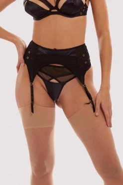 Playful Promises Suspenders Charlie Black Cut-out Suspender Belt