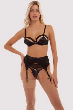 Playful Promises Suspenders Charlie Black Cut-out Suspender Belt