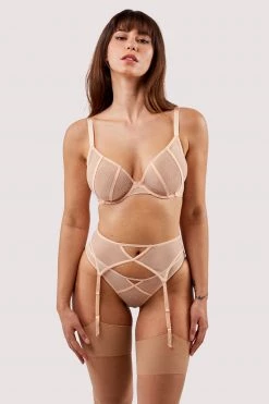 Playful Promises Nola Toffee Diamante Studded High Leg Brief New In