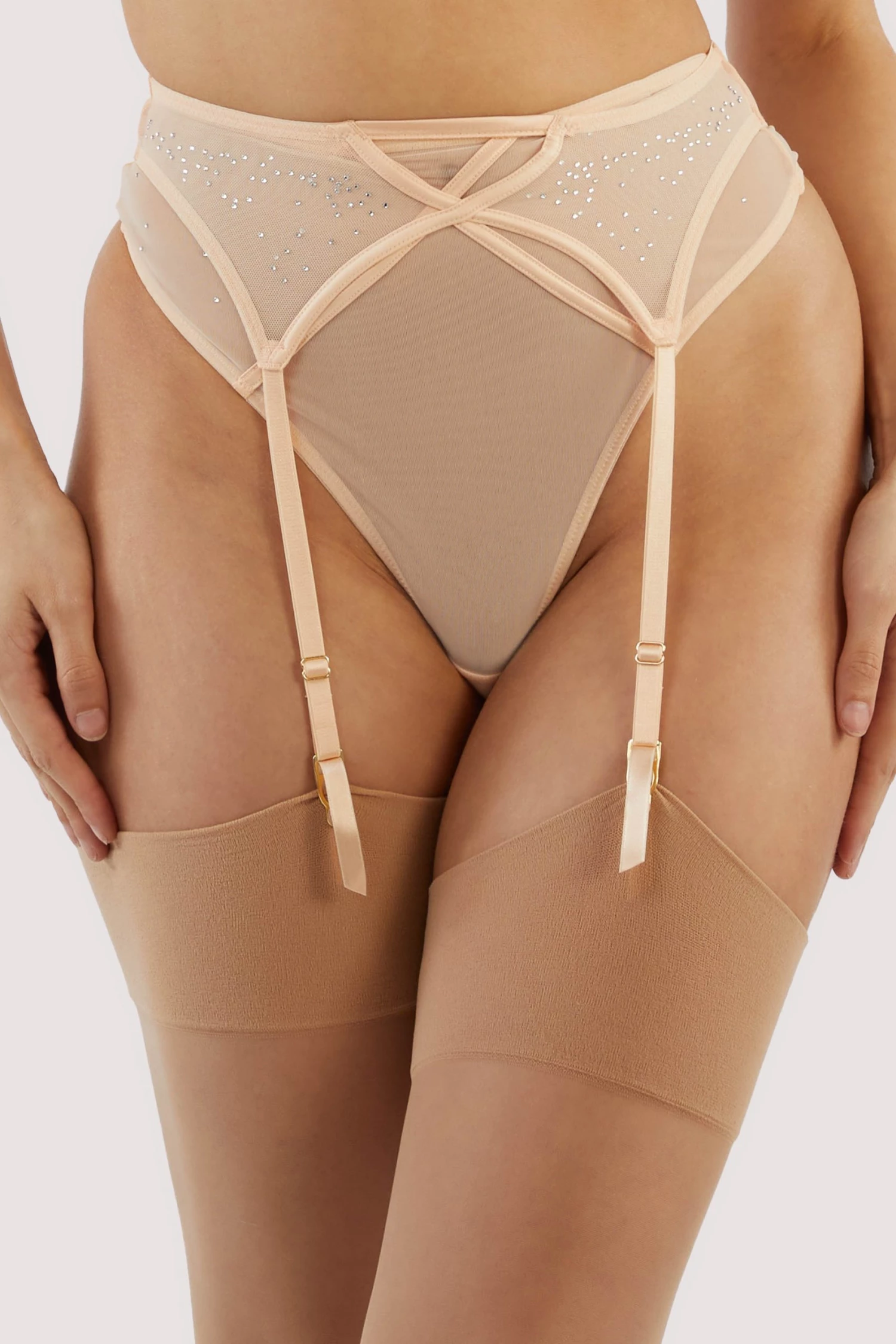 Playful Promises New In Nola Toffee Diamante Studded Suspender 1 Playful Promises New In Nola Toffee Diamante Studded Suspender