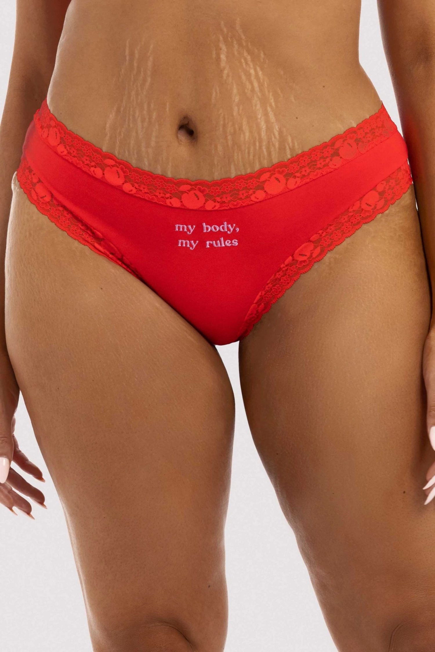 Squish Knickers My Body, My Rules Red Embroidered Brief 1 Squish Knickers My Body, My Rules Red Embroidered Brief