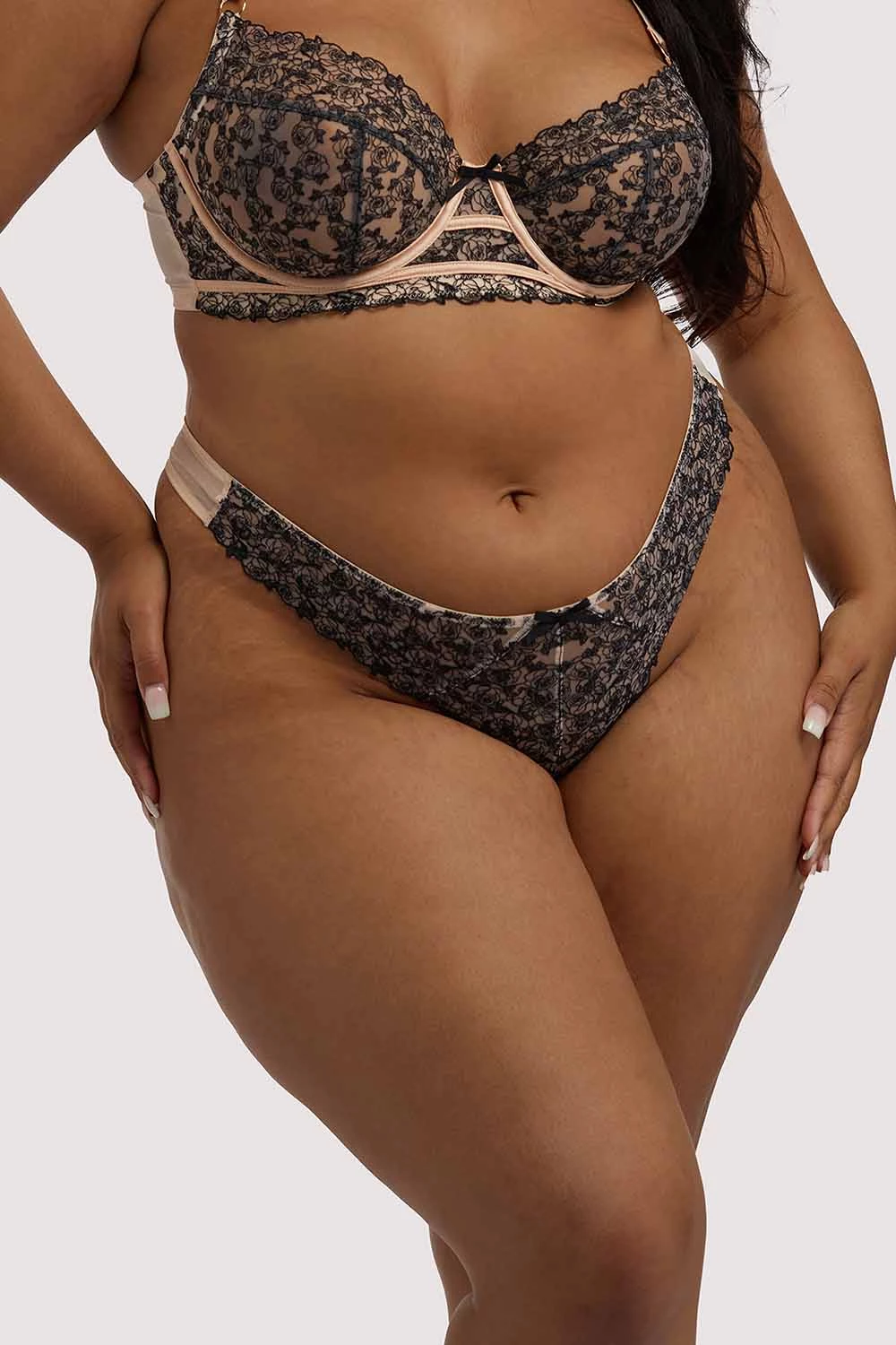 Playful Promises Knickers Skull & Roses Embroidery Peach Thong 5 Playful Promises Knickers Skull & Roses Embroidery Peach Thong