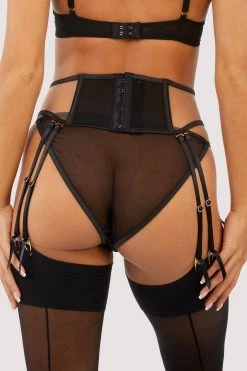 Playful Promises New In Wren Black Illusion Mesh And Satin Waspie