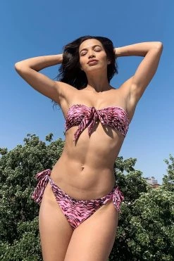 Luxe Palm Tiger Bow Tie Bandeau Swimwear 10 Luxe Palm Tiger Bow Tie Bandeau Swimwear