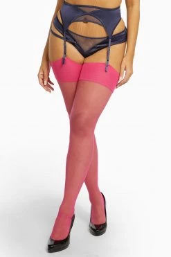 Playful Promises Seamed Stocking Pink Peacock US 4 - 18 Hosiery