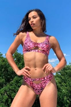 Luxe Palm High Leg Bikini Bottom Swimwear