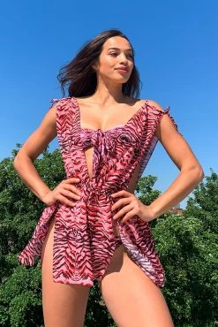 Swimwear Luxe Palm Beach Tiger Print Split Dress
