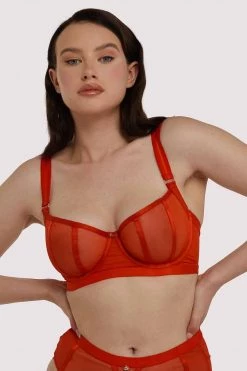 Scantilly By Curvy Kate Sheer Chic Bra Flame Red New In