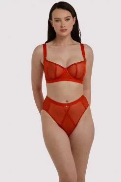 Scantilly By Curvy Kate Sheer Chic Bra Flame Red New In