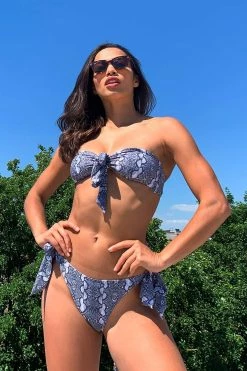 Luxe Palm Swimwear Snake Bow Tie Bandeau