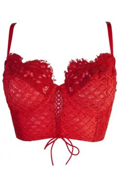 Peek & Beau Bras Toyen Red Mesh & Lace Longline Corset Bra