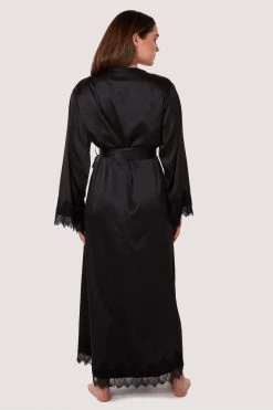 FFFB X PP Enyo Black Applique Lace & Satin Robe
