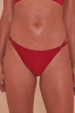 Wolf & Whistle Red High Shine High Leg Brazilian Brief Swimwear