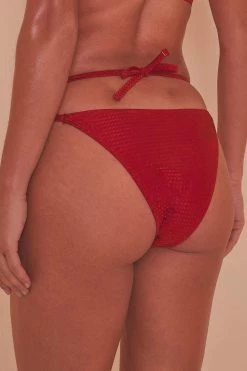 Wolf & Whistle Red High Shine High Leg Brazilian Brief Swimwear