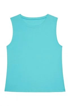 Wolf & Whistle Cotton Knot Front Vest Blue Curve Activewear