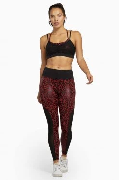 Wolf & Whistle Red Wet Look Leopard High Waist Leggings Activewear