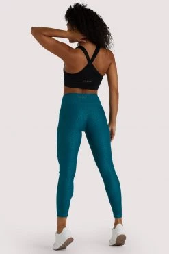 Wolf & Whistle Teal Wet Look Croc Leggings