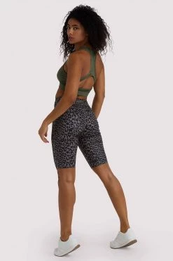 Wolf & Whistle Eco Dusty Olive Leopard Short Activewear