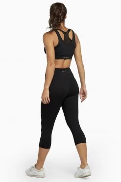 Wolf & Whistle Cropped Leggings With Crossover Waistband Black