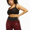 Wolf & Whistle Dark Red And Black Leopard Wet Look Sports Bra Curve