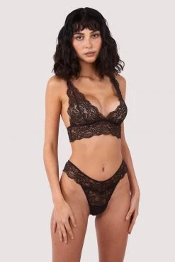 Wolf & Whistle New In Ariana Coffee Lace Thong