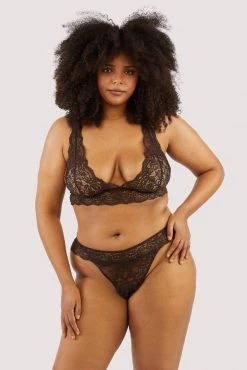 Wolf & Whistle New In Ariana Coffee Lace Thong
