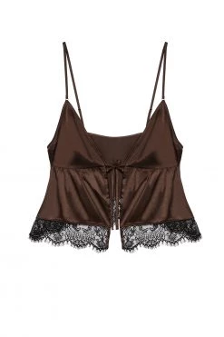 Wolf & Whistle Alaia Chocolate Brown Caged Cami Pyjama Top & Shorts