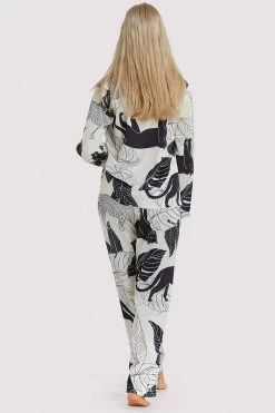 Wolf & Whistle Panther Print Satin Pyjama Set Nightwear 9 Wolf & Whistle Panther Print Satin Pyjama Set Nightwear