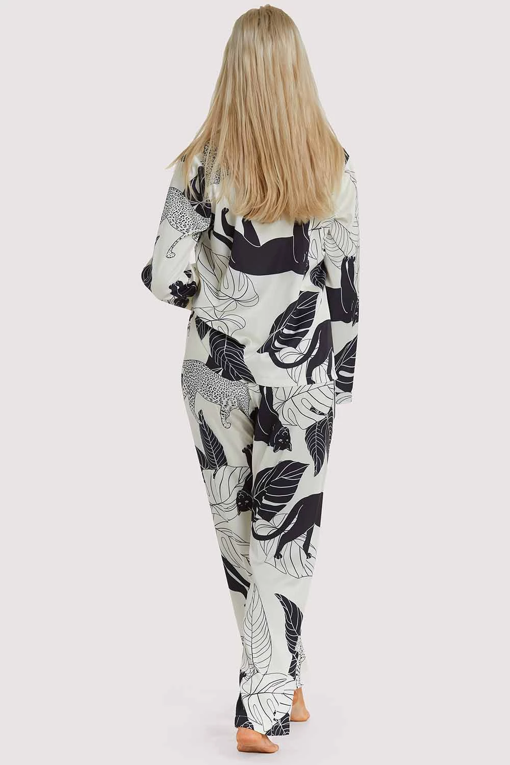 Wolf & Whistle Panther Print Satin Pyjama Set Nightwear 4 Wolf & Whistle Panther Print Satin Pyjama Set Nightwear