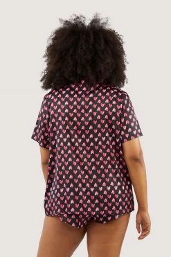 Wolf & Whistle Heart Print Satin Pyjama Set Nightwear 13 Wolf & Whistle Heart Print Satin Pyjama Set Nightwear