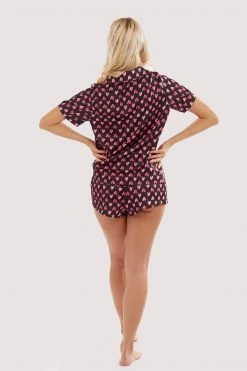 Wolf & Whistle Heart Print Satin Pyjama Set Nightwear 11 Wolf & Whistle Heart Print Satin Pyjama Set Nightwear