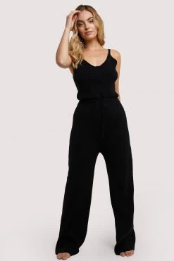 Wolf & Whistle Lounge Black Knitted Jumpsuit Outlet