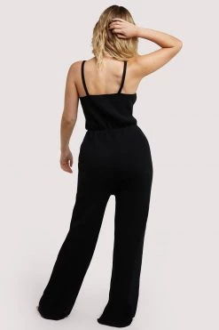 Wolf & Whistle Lounge Black Knitted Jumpsuit Outlet
